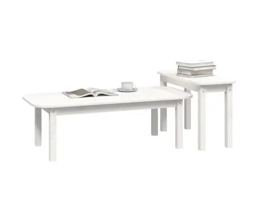 Kafijas Galdiņu Komplekts, Balts, Priedes Masīvkoks Vidaxl