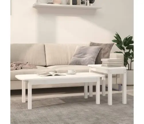 Kafijas Galdiņu Komplekts, Balts, Priedes Masīvkoks Vidaxl