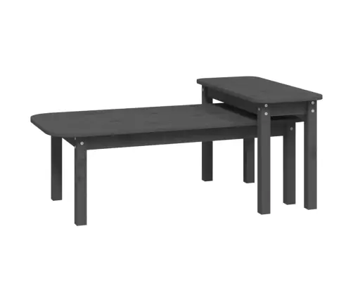 Kafijas Galdiņu Komplekts, Pelēks, Priedes Masīvkoks Vidaxl