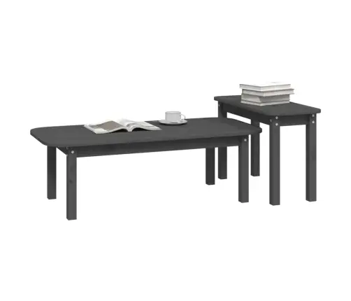 Kafijas Galdiņu Komplekts, Pelēks, Priedes Masīvkoks Vidaxl