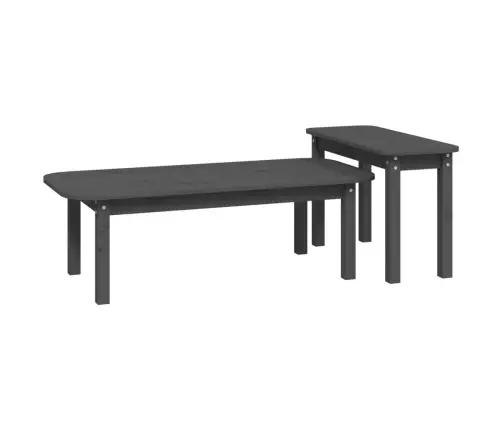 Kafijas Galdiņu Komplekts, Pelēks, Priedes Masīvkoks Vidaxl