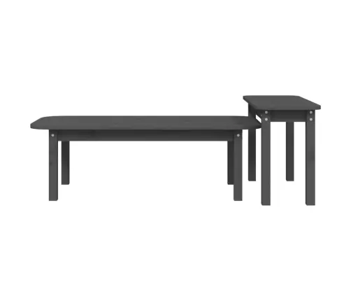 Kafijas Galdiņu Komplekts, Pelēks, Priedes Masīvkoks Vidaxl