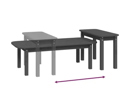 Kafijas Galdiņu Komplekts, Pelēks, Priedes Masīvkoks Vidaxl