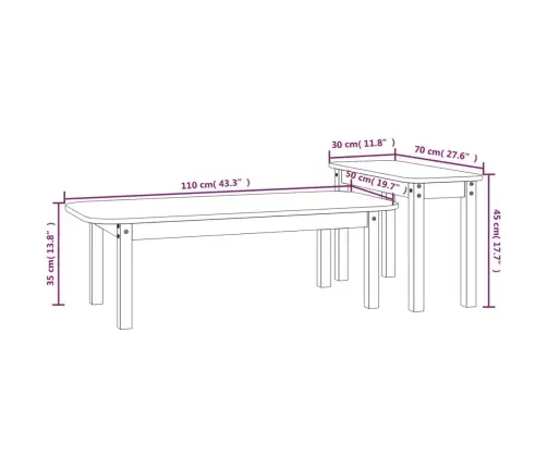 Kafijas Galdiņu Komplekts, Pelēks, Priedes Masīvkoks Vidaxl