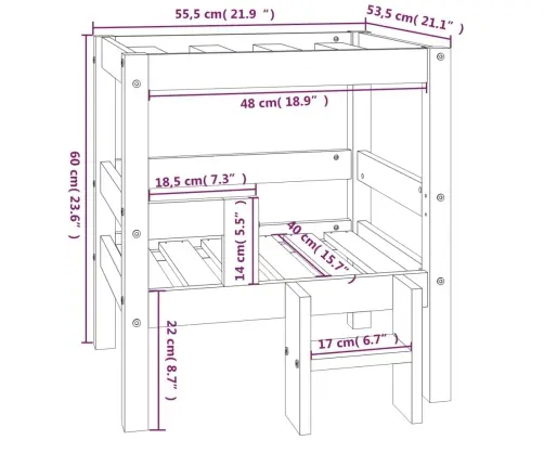 Lova Šunims, Medaus Ruda, 55,5X53,5X60cm Pušies Masyvas