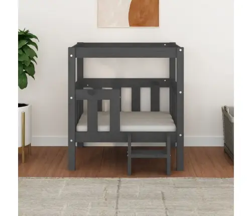 Lova Šunims, Pilka, 65,5X50,5X70cm Pušies Medienos Masyvas