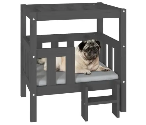 Lova Šunims, Pilka, 65,5X50,5X70cm Pušies Medienos Masyvas