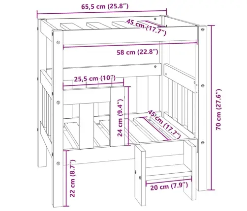 Lova Šunims, Pilka, 65,5X50,5X70cm Pušies Medienos Masyvas