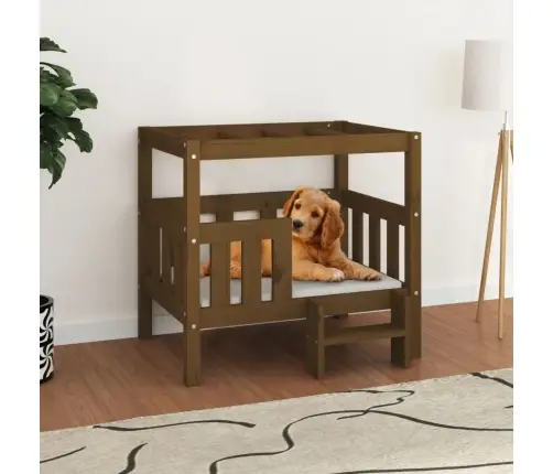 Suņu Gulta, Medus Brūna, 75,5X63,5X70 Cm, Priedes Masīvkoks Vidaxl