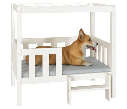 Koeravoodi, Valge, 95,5X73,5X90 cm Männipuit