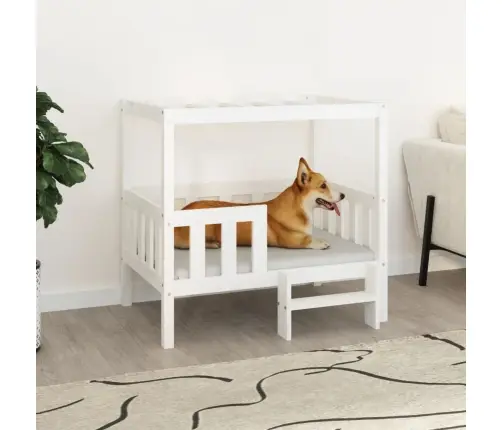 Koeravoodi, Valge, 95,5X73,5X90 cm Männipuit