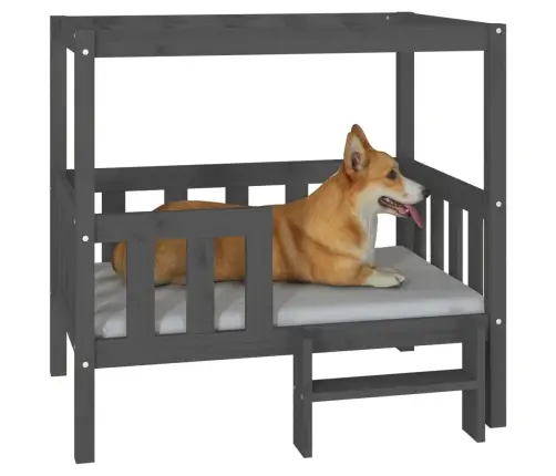 Suņu Gulta, Pelēka, 95,5X73,5X90 Cm, Priedes Masīvkoks Vidaxl