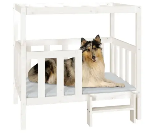 Suņu Gulta, Balta, 105,5X83,5X100 Cm, Priedes Masīvkoks Vidaxl