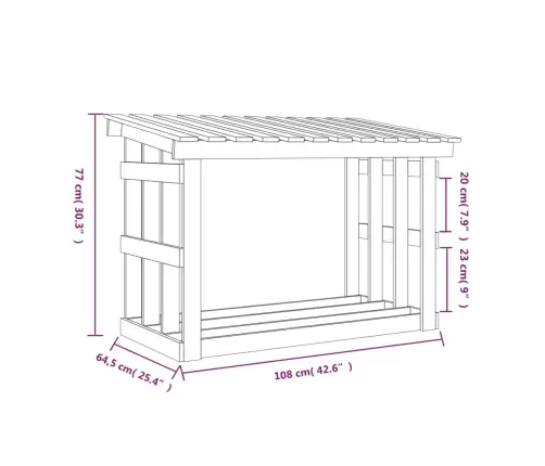 Küttepuude Rest, Valge, 108 X 64,5 X 77 cm Männipuit