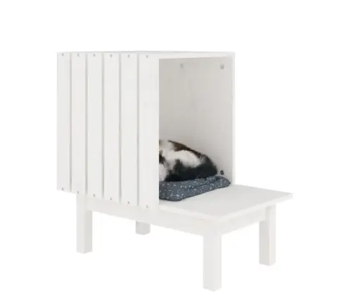 Kaķu Māja, Balta, 60X36X60 Cm, Priedes Masīvkoks Vidaxl