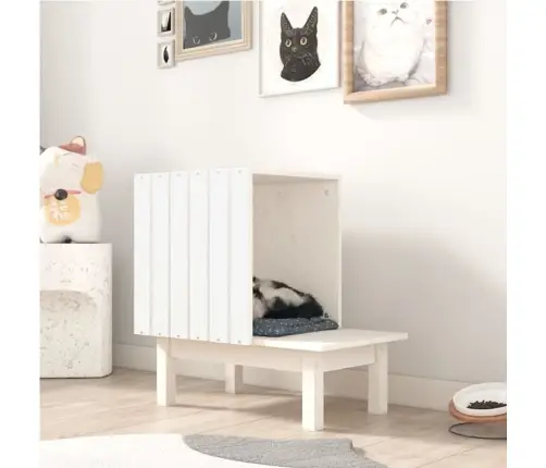 Kaķu Māja, Balta, 60X36X60 Cm, Priedes Masīvkoks Vidaxl