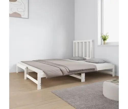 Izvelkama Gulta, Balta, 2X(90X190) Cm, Priedes Masīvkoks Vidaxl