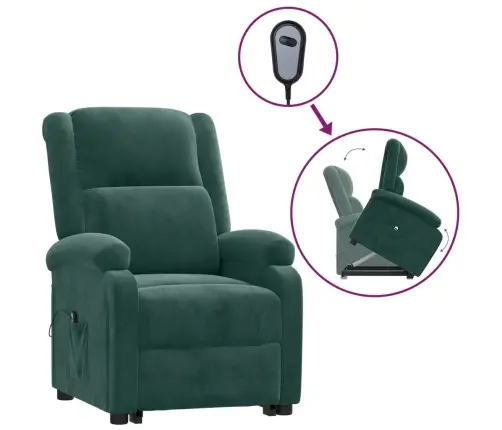 Atpūtas Krēsls, Paceļams, Tumši Zaļš Samts Vidaxl
