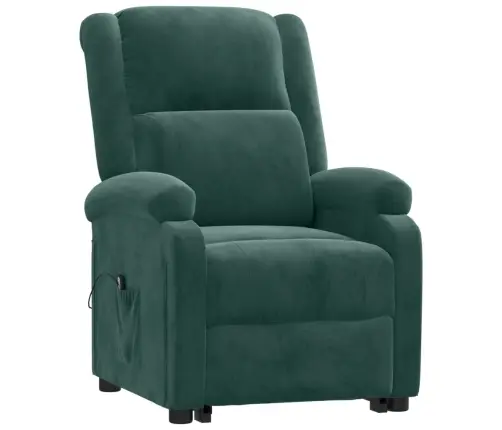Atpūtas Krēsls, Paceļams, Tumši Zaļš Samts Vidaxl