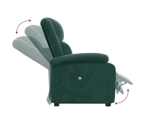 Atpūtas Krēsls, Paceļams, Tumši Zaļš Samts Vidaxl