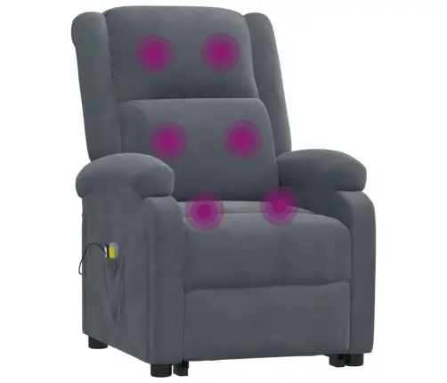 Masāžas Krēsls, Paceļams, Tumši Pelēks Samts Vidaxl