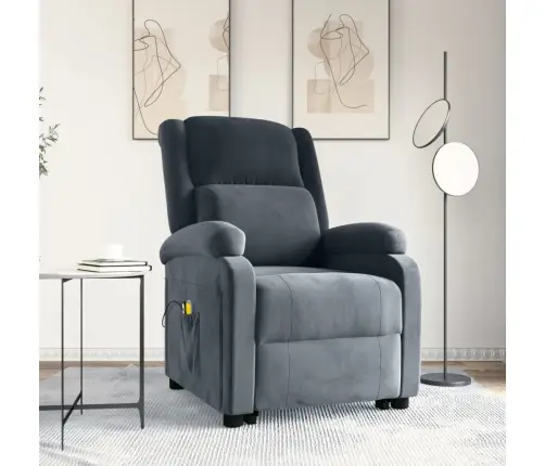 Masāžas Krēsls, Paceļams, Tumši Pelēks Samts Vidaxl