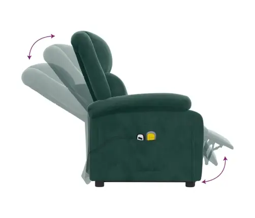 Püsti Tõusmist Toetav Massaažitool, Tumeroheline, Samet