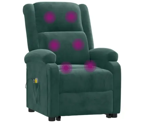 Püsti Tõusmist Toetav Massaažitool, Tumeroheline, Samet