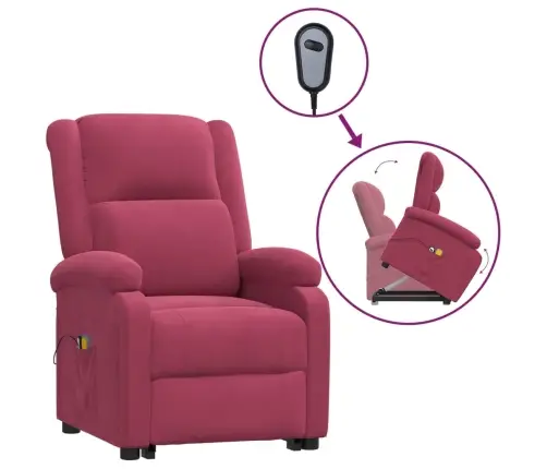 Masāžas Krēsls, Paceļams, Vīnsarkans Samts Vidaxl