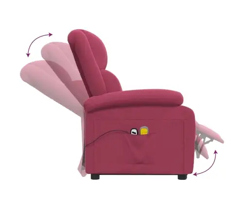 Masāžas Krēsls, Paceļams, Vīnsarkans Samts Vidaxl