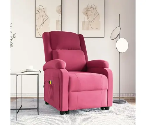 Masāžas Krēsls, Paceļams, Vīnsarkans Samts Vidaxl