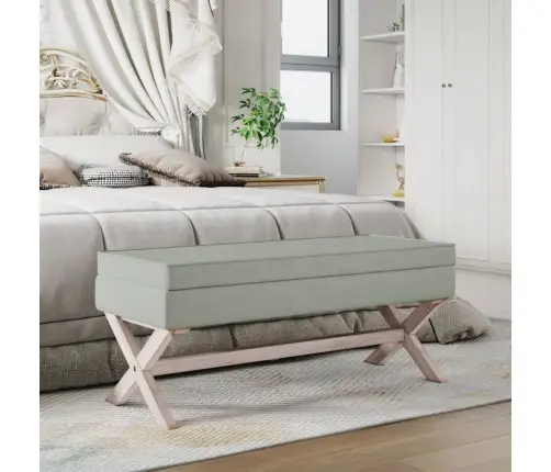 Daiktadėžė-Taburetė, Šviesiai Pilka, 110X45X49cm Aksomas