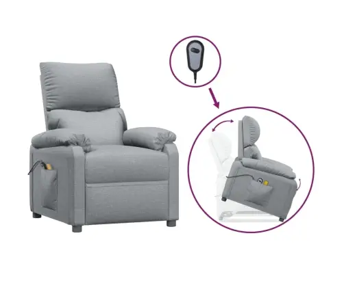 Masāžas Krēsls, Paceļams, Gaiši Pelēks Audums Vidaxl