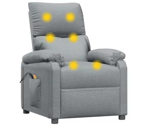 Masāžas Krēsls, Paceļams, Gaiši Pelēks Audums Vidaxl