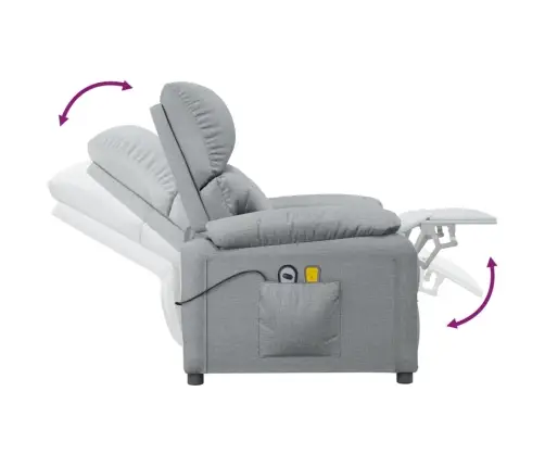 Masāžas Krēsls, Paceļams, Gaiši Pelēks Audums Vidaxl