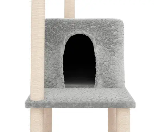 Kaķu Māja Ar Sizala Stabiem Nagu Asināšanai, 144,5 Cm, Pelēka Vidaxl