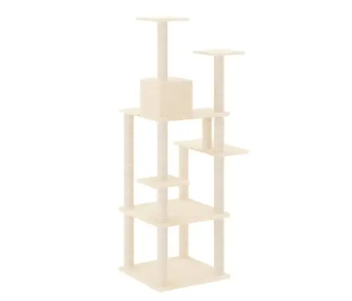 Kaķu Māja Ar Sizala Stabiem Nagu Asināšanai, 153 Cm, Bēša Vidaxl