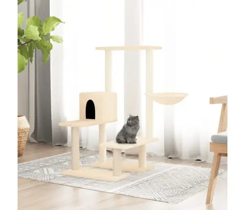 Kaķu Māja Ar Sizala Stabiem Nagu Asināšanai, 94,5 Cm, Bēša Vidaxl