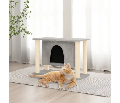 Kaķu Māja Ar Sizala Stabiem Nagu Asināšanai, 50 Cm, Pelēka Vidaxl