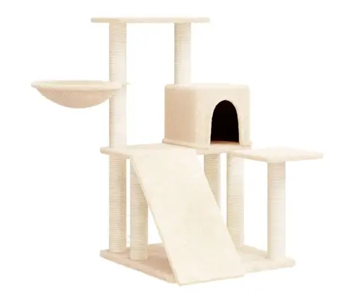 Kassimaja Sisalköitega Kraapimispuuga, Kreemjas, 82 Cm