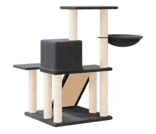 Kaķu Māja Ar Sizala Stabiem Nagu Asināšanai, 82 Cm, Pelēka Vidaxl