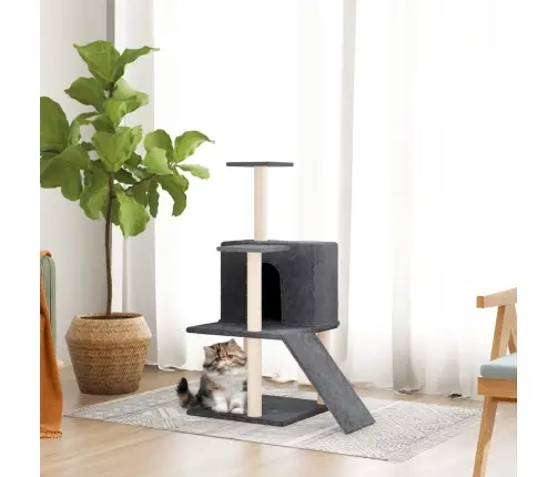 Kaķu Māja Ar Sizala Stabiem Nagu Asināšanai, 82 Cm, Pelēka Vidaxl