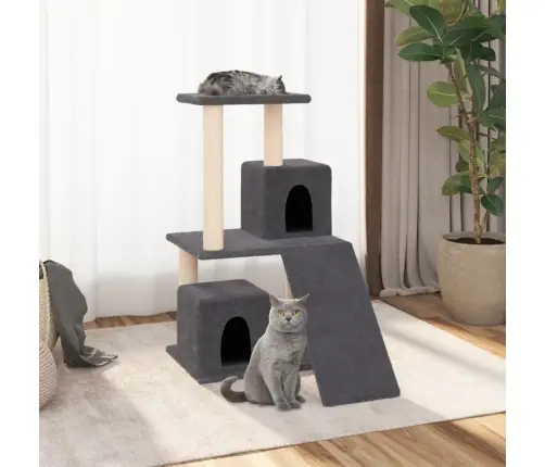 Kaķu Māja Ar Sizala Stabiem Nagu Asināšanai, 82 Cm, Pelēka Vidaxl