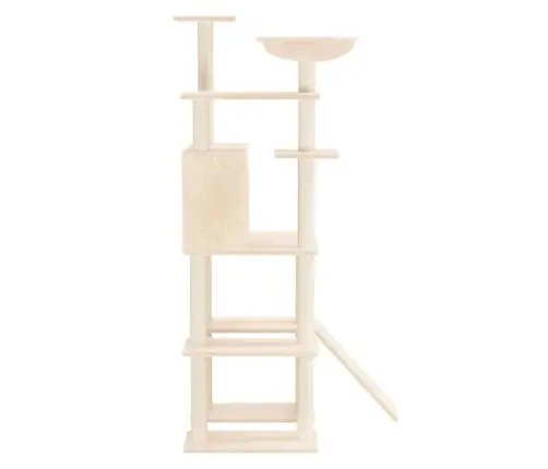 Kaķu Māja Ar Sizala Stabiem Nagu Asināšanai, 166 Cm, Krēmkrāsas Vidaxl
