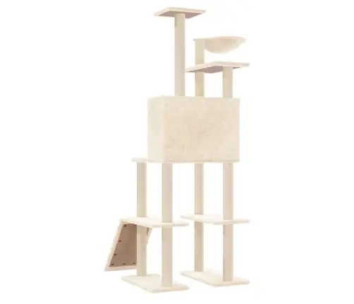 Kaķu Māja Ar Sizala Stabiem Nagu Asināšanai, 166 Cm, Krēmkrāsas Vidaxl