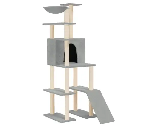 Kaķu Māja Ar Sizala Stabiem Nagu Asināšanai, 166 Cm, Pelēka Vidaxl