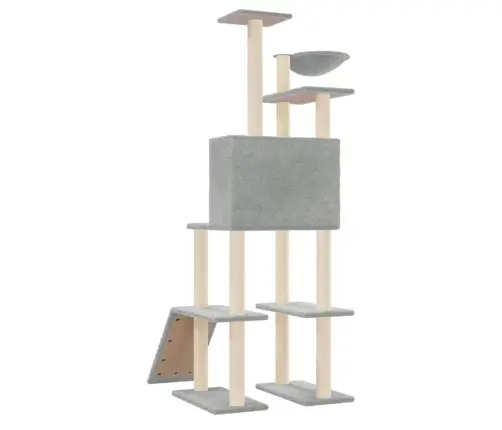 Kaķu Māja Ar Sizala Stabiem Nagu Asināšanai, 166 Cm, Pelēka Vidaxl