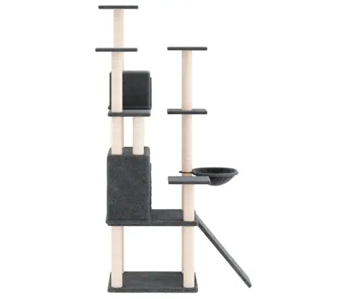 Kaķu Māja Ar Sizala Stabiem Nagu Asināšanai, 154 Cm, Pelēka Vidaxl