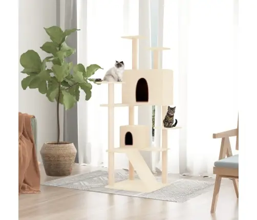 Kassimaja Sisalköitega Kraapimispuuga, Kreemjas, 153 Cm