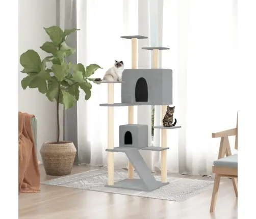 Kaķu Māja Ar Sizala Stabiem Nagu Asināšanai, 153 Cm, Pelēka Vidaxl